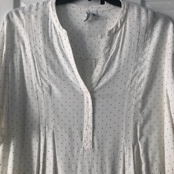 Elle Split V-Neck Polka Dot Blouse XXL - Picture 3 of 11